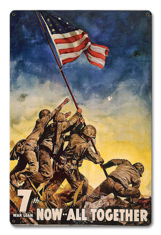 7th War Loan All Together Vintage Sign Metal Sign