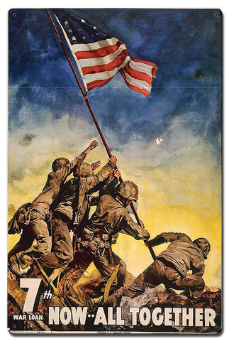 7th War Loan All Together Vintage Sign Metal Sign