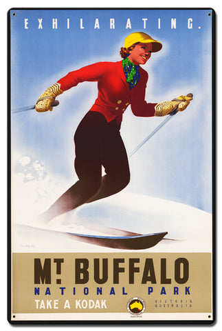 Mt Buffalo Skiing Vintage Sign Metal Sign
