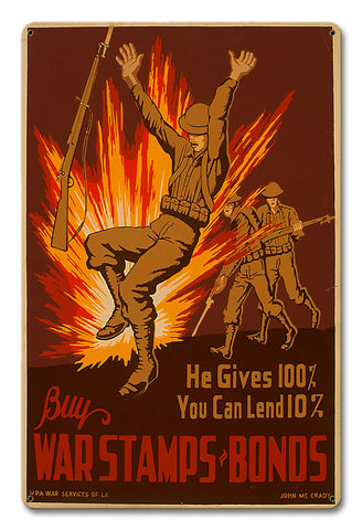 Buy-War-Stamps-Bonds-Vintage-Sign-Metal-Sign