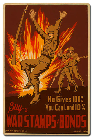 Buy-War-Stamps-Bonds-Vintage-Sign-Metal-Sign