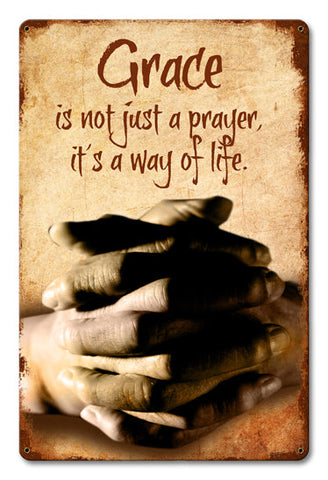 Grace Not Just A Prayer Vintage Sign Metal Sign