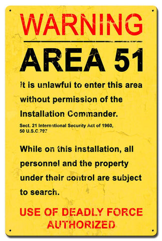 Area 51 Vintage Sign Metal Sign