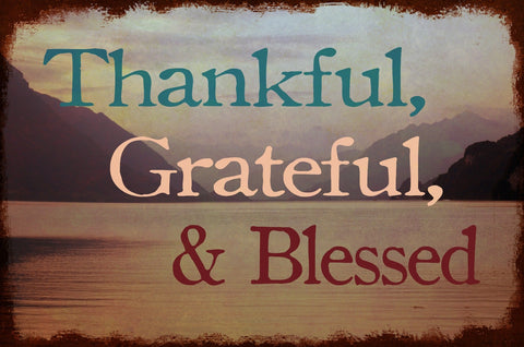 Thankful Grateful Blessed Vintage Sign Metal Sign