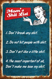 Mom's Shit List Vintage Sign Metal Sign