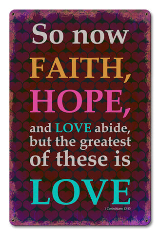 Faith Hope Love Corinthians Vintage Sign Metal Sign