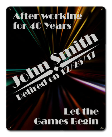 Retirement Art Deco Vintage Sign   Personalized Metal Sign