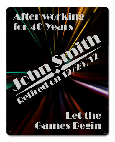 Retirement Art Deco Vintage Sign - Personalized Metal Sign