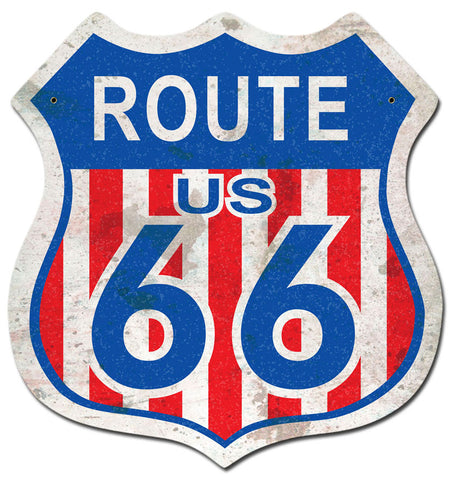 Route 66 Red White Blue Vintage Sign Metal Sign