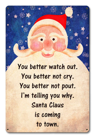 Santa Is Coming To Town Vintage Sign Metal Sign