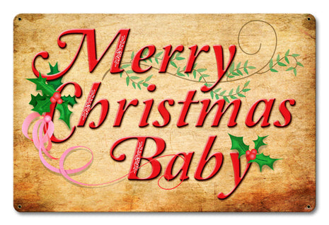 Merry Christmas Baby Vintage Sign Metal Sign