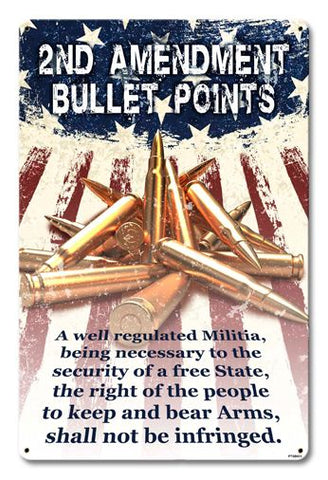 2nd Amendment Bullet Points Vintage Sign Metal Sign