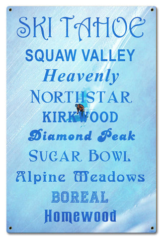 Ski Tahoe Resorts Vintage Sign Metal Sign