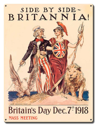Britannia Mass Meeting Vintage Sign Metal Sign