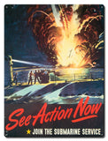 See Action Submarine Service Vintage Sign Metal Sign