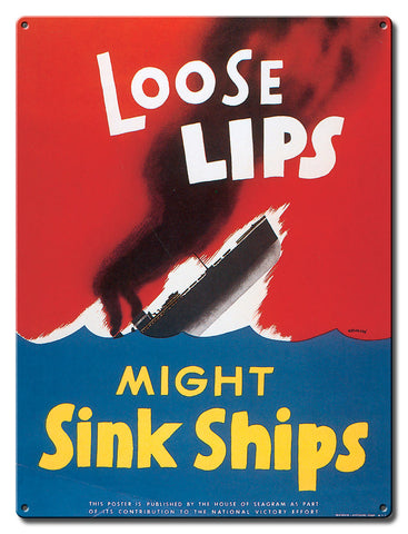 Loose-Lips-Sink-Ships-Vintage-Sign-Metal-Sign