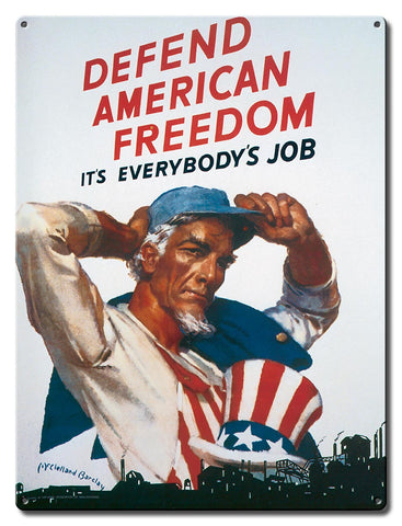 Defend America Uncle Sam Vintage Sign Metal Sign