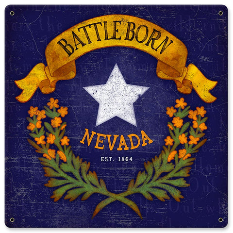 Battle Born Nevada Vintage Sign Metal Sign