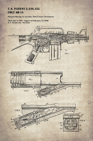 AR 15 Patent Vintage Sign Metal Sign