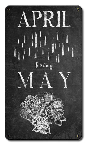 April Showers Bring May Flowers Vintage Sign Metal Sign