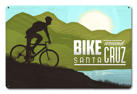 Bike Around Santa Cruz Vintage Sign Metal Sign