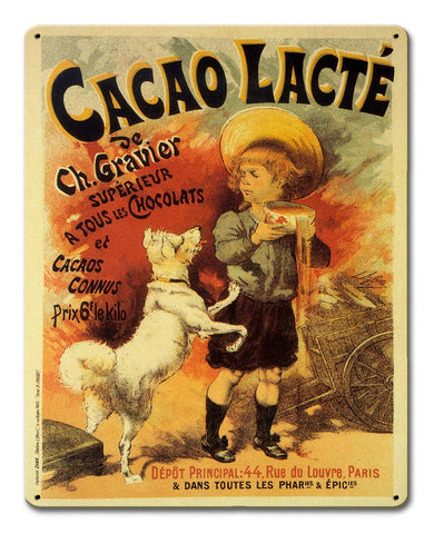 Cacao Lacte Vintage Sign Metal Sign
