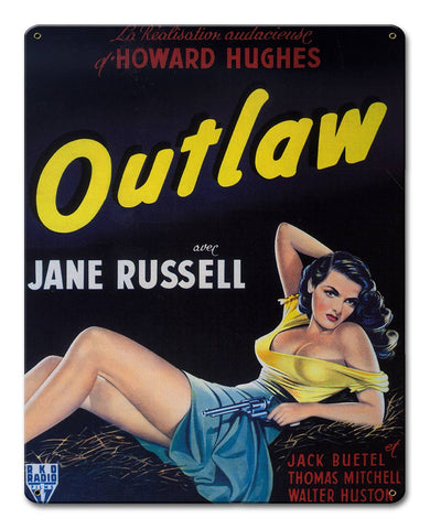 Howard Hughes Outlaw Vintage Sign Metal Sign