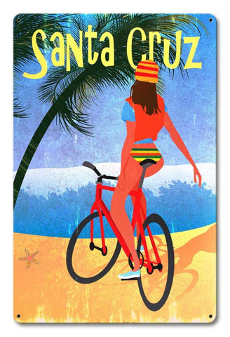 Santa Cruz Biker Vintage Sign Metal Sign