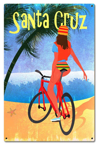 Santa Cruz Biker Vintage Sign Metal Sign