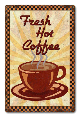 Fresh Hot Coffee Vintage Sign Metal Sign