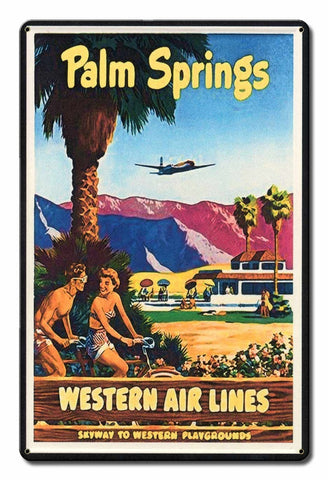 Palm Springs Western Airlines Vintage Sign Metal Sign