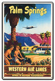 Palm Springs Western Airlines Vintage Sign Metal Sign