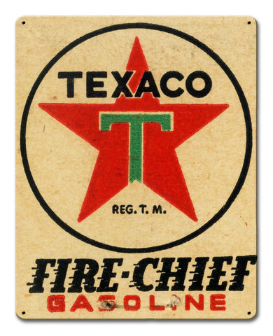 Texaco Fire Chief Gasoline Vintage Sign Metal Sign