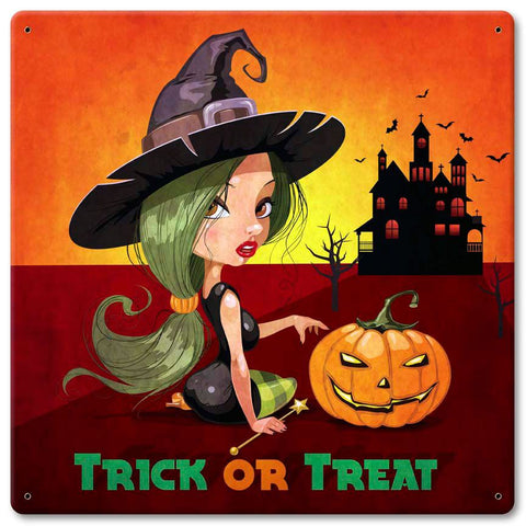 Trick Or Treat Witch Vintage Sign Metal Sign
