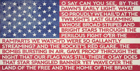 American Flag Star Spangled Banner Lyrics Vintage Sign Metal Sign