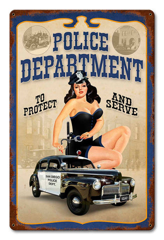 San Diego Police Department Vintage Sign Metal Sign