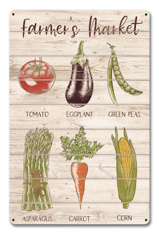 Farmer's Market Vegetables Vintage Sign Metal Sign