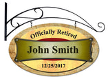Retired Oval Rustic  Vintage Sign - Personalized Metal Sign