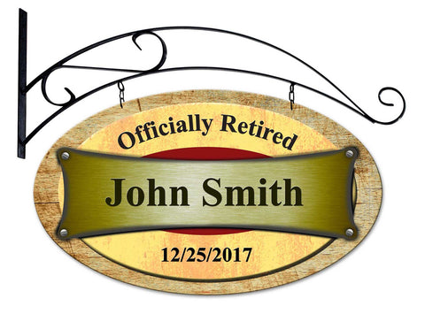 Retired Oval Rustic  Vintage Sign - Personalized Metal Sign