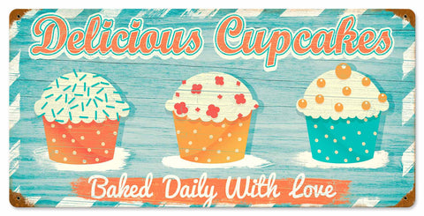 Delicious Cupcakes Vintage Sign Metal Sign