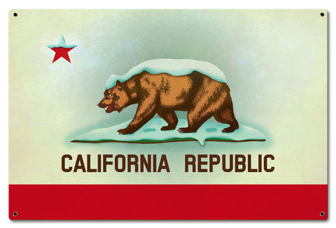 California Snow Flag Vintage Sign Metal Sign