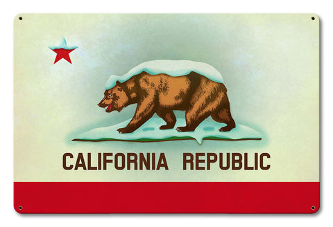 California Snow Flag Vintage Sign Metal Sign
