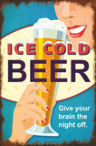 ICE COLD BEER Metal Sign