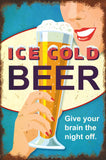 ICE COLD BEER Metal Sign