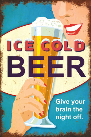 ICE COLD BEER Metal Sign