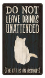 Do-Not-Leave-Drinks-Cat-Metal-Sign