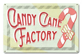 Candy Cane Factory Metal Sign