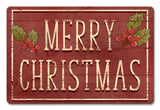 MERRY CHRISTMAS HOLLY Metal Sign