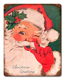 Christmas Greetings Vintage Santa Metal Sign