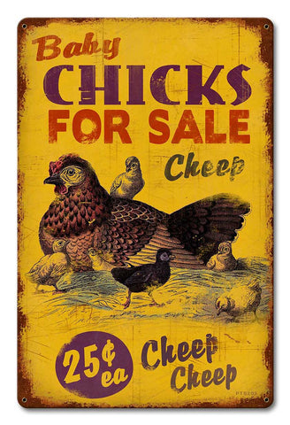 Chicks Cheep Metal Sign